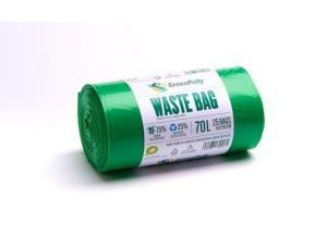 Plastsäck PE 70L 30my grön 25 rl