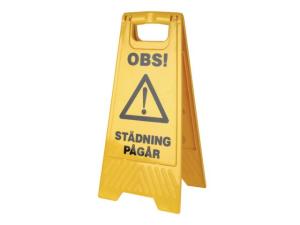 Varningsskylt Städning pågår Våta golv