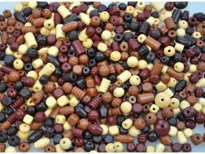 Träpärlor mix natur brun 250gr ca 600st