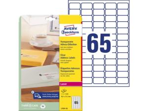 Etikett AVERY transp 38 1x21 2mm 1625 fp