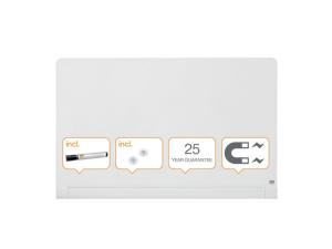 Glastavla NOBO 57 vit rundade hörn