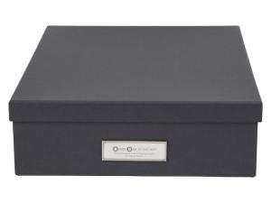 Förvaringsbox m lock kartong A4 grå