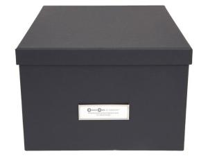 Förvaringsbox m lock kartong grå