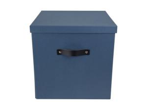 Förvaringsbox m lock kartong stor blå