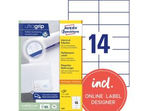 Etikett AVERY 105x42 3mm 1400 fp