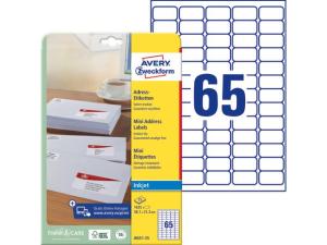 Etikett AVERY QD 38 1x21 2mm 1625 fp