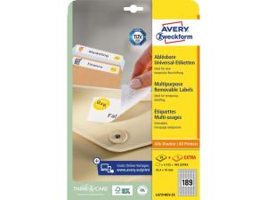 Etikett AVERY avtagb 25 4x10mm 4725 fp