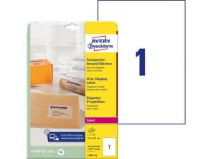 Etikett AVERY transp 210x297mm 25 fp