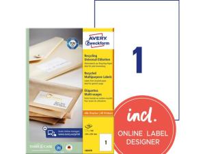 Etikett AVERY återv 210x297mm 100 fp