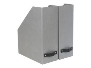 Tidskriftssaml kart m läder A4 grå 2 fp