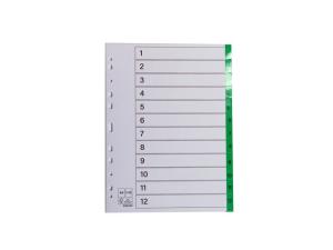 Register plastflik 1-12 grön 10 fp