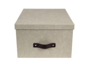 Förvaringsbox m lock kartong linne