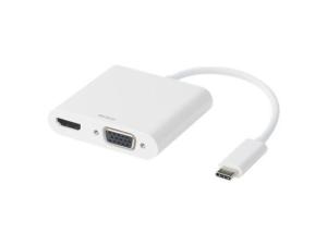 Adapter DELTACO HDMI VGA ljud USB-C vit