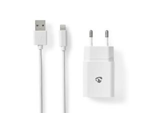 Laddare vägg NEDIS 2 4 A Lightn 1m vit