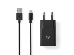 Laddare vägg NEDIS 2 4 A USB-C 1m svart