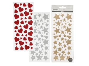 Glitterstickers hjärtan stjärnor 556 fp