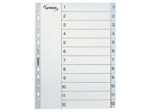 Plastregister LYRECO A4 PP 1-12 grå
