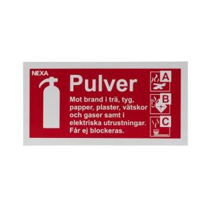 Skylt NEXA brandsläckare pulver 10x20cm