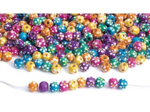Träpärlor blommor olika färger 770 fp