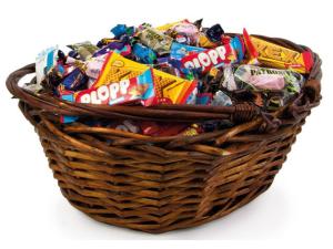 Godis Presentkorg brun inslaget 3 5kg