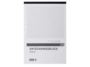 Anteckningsblock A4 100bl hål perf rutat