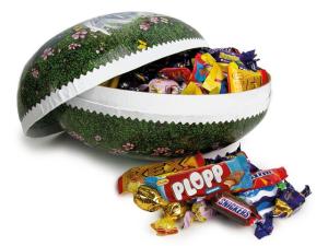 Påskägg 25cm inslaget godis 1 3kg