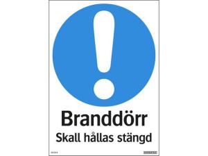Skylt Branddörr stängd 210x297mm