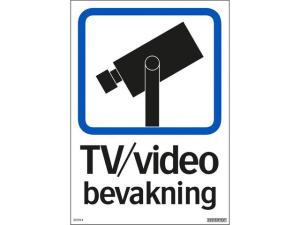 Skylt TV video bevakning 210x297mm
