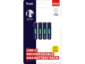 Batteri Laddbar TRUST AAA USB-C 4 fp