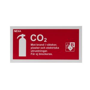 Skylt Koldioxidsläckare