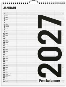 Familjekalender 2027 Black and white