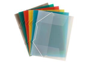 Gummibandsmapp plast 3-kl A4 transp blå