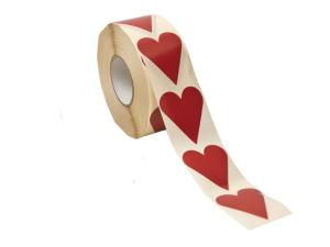 Etikett hjärta röd 40x48mm 1000 rl