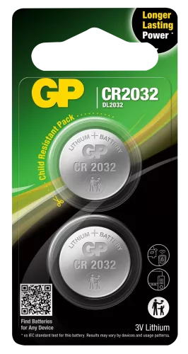 Batteri GP Lithium, CR2032, 2-pack