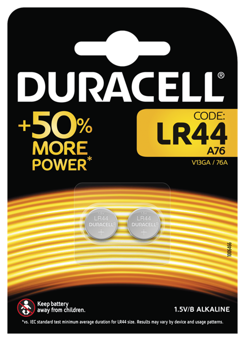Batteri LR44 Duracell Knappcellsbatteri, 2-Pack