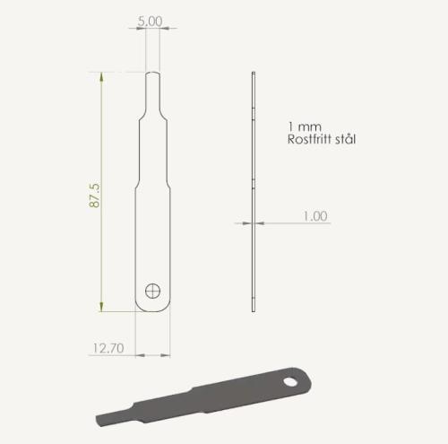 Bladmått 1 mm för Raket 95 CIK/FIA Standard