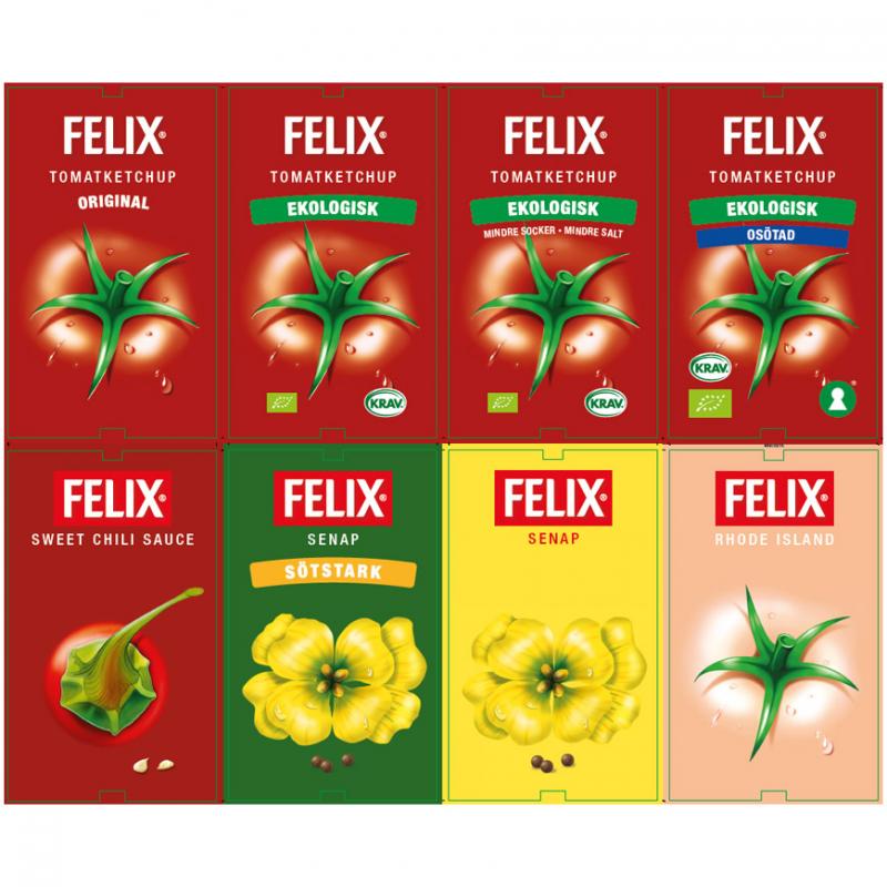 Orkla Sentomat United Etikettark FELIX Ketchup, Senap och Dressing