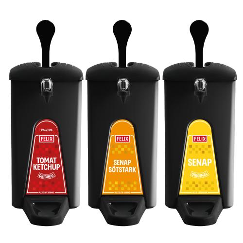 SENTOMAT® Basic, Paketerbjudande med 3 st, Svart, 11,5 mm, FELIX Tomatketchup och Senap