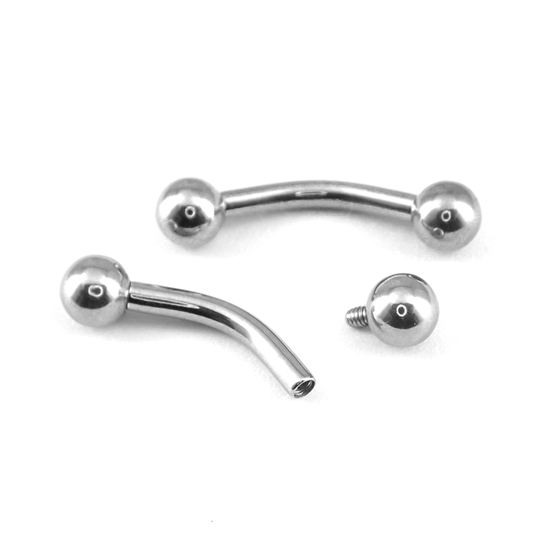 Böjd stav till piercing - Piercingsmycke i kirurgiskt stål - Invändigt gängad böjd barbell
