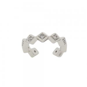 Ear cuff - Ring med Vita Kristaller - Äkta Silver