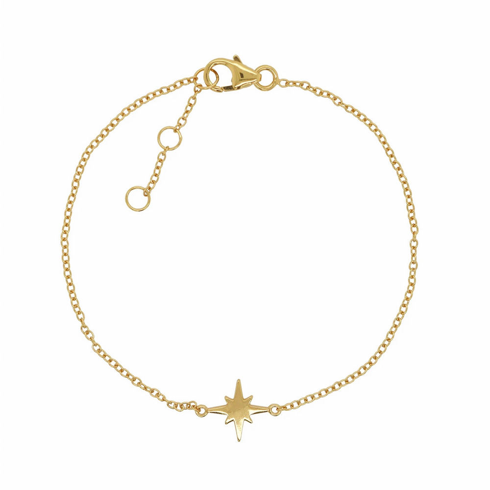 Stjärna - 18k guldpläterat armband med tunn kedja