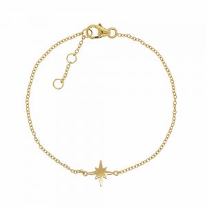 Stjärna - 18k guldpläterat armband med tunn kedja
