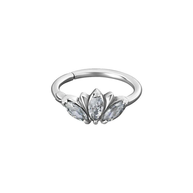 Lotus clicker ring - Piercingsmycke - Vita kristaller