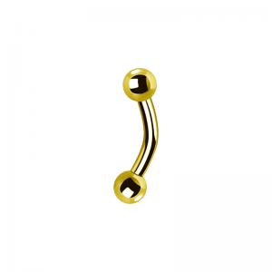 Böjd stav till piercing - Piercingsmycke i titan guld pvd - Invändigt gängad böjd barbell