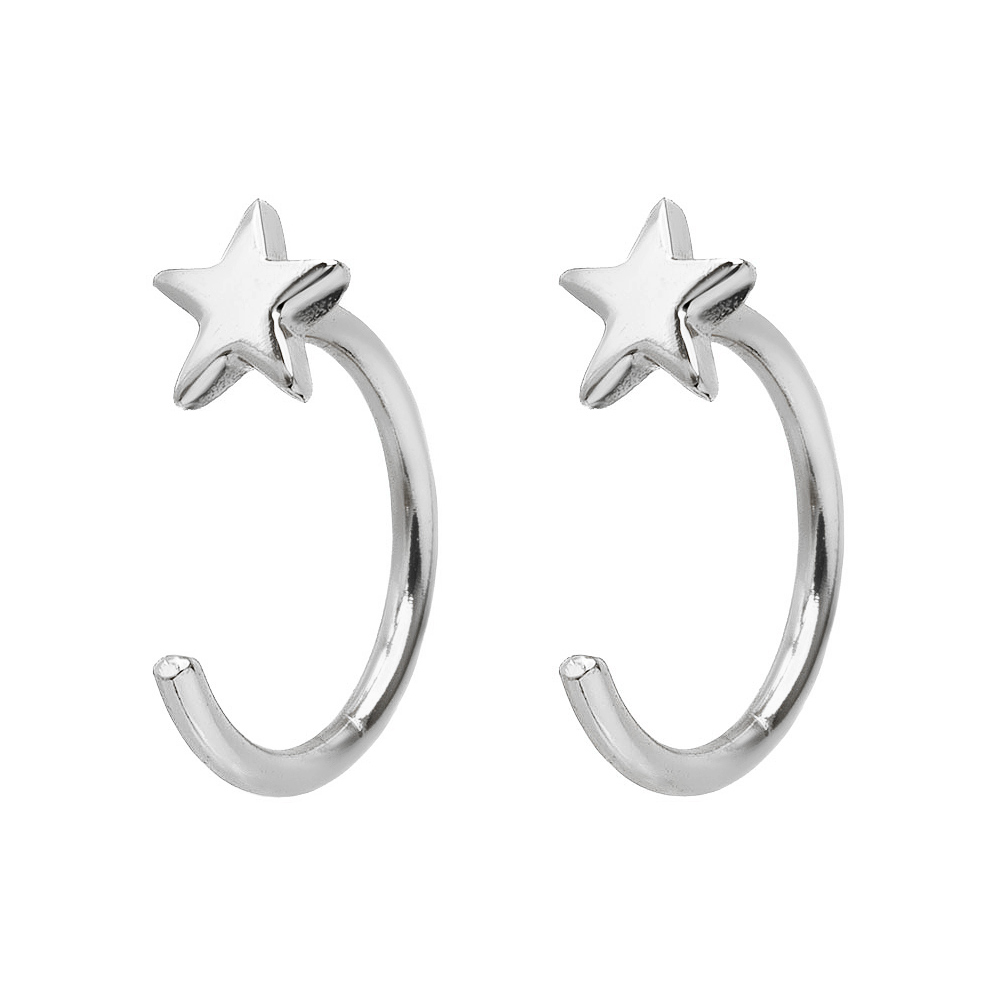 Ear Huggies - Hoops örhängen i äkta silver med stjärnor