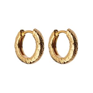 Huggie örhängen - 18k guldpläterade ringar med hamrad yta