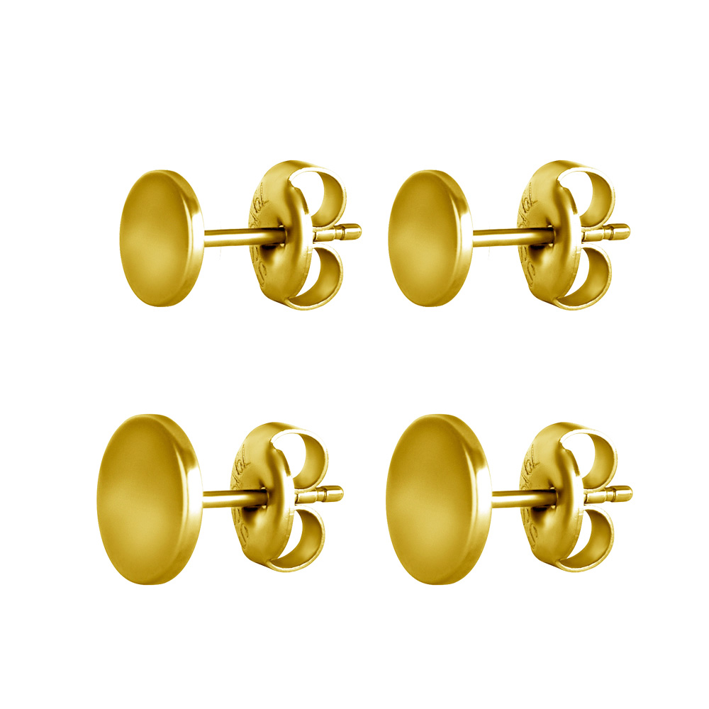 Guldiga diskar - 24k guldplätering - Studs-örhängen i kirurgiskt stål