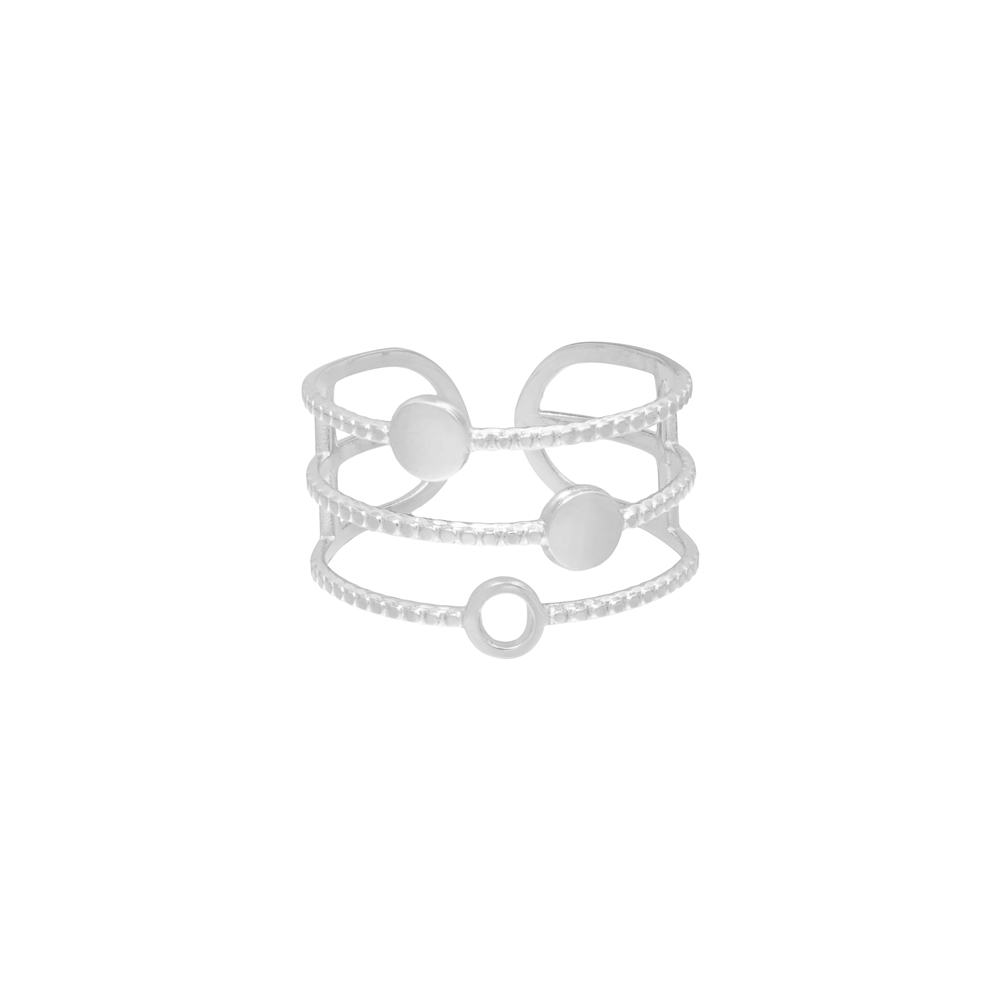 Trippel silverring i kirurgiskt stål - Ring med justerbar storlek - Cirkel