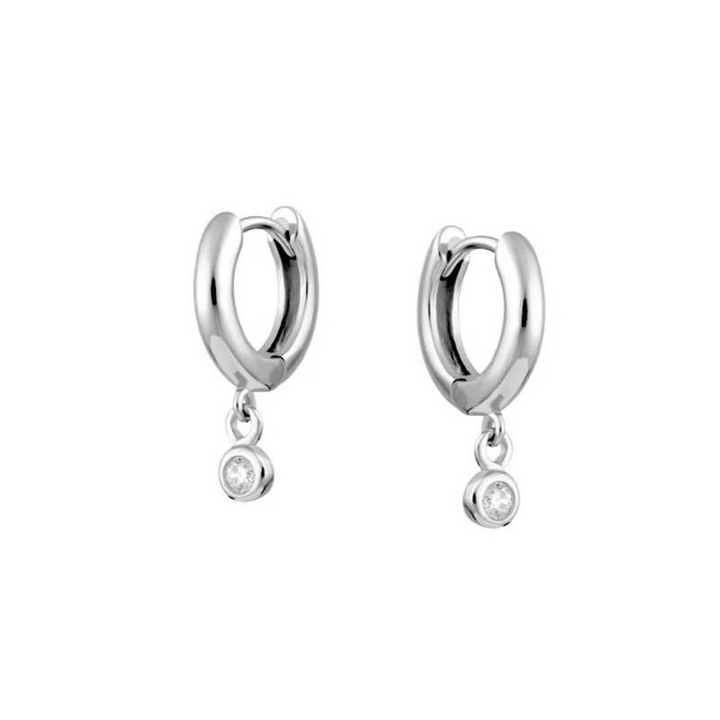 Huggie örhängen - Hoops Ringar med hängande kristall