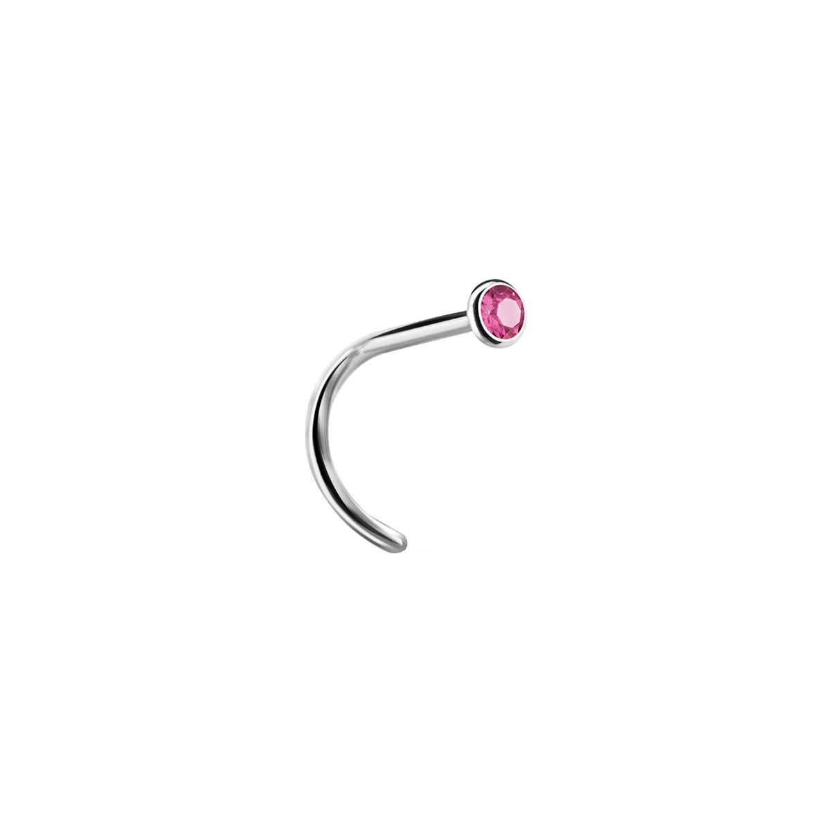 Nässmycke - Nässkruv i silvrigt kirurgiskt stål - Liten rosa kristall